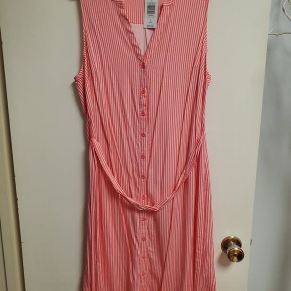 Torrid button front striped dress coral NWT - Picture 2 of 3